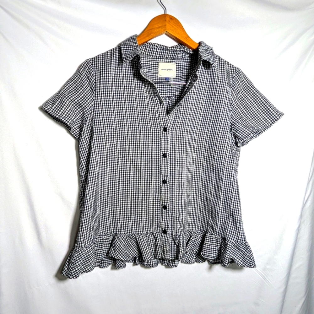 Women's Court and‎ Rowe Gingham Check Dobby, Cotton, Spring, Summer, Ruffles, M